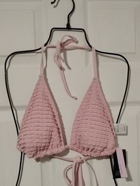 NWT wild fable Light Pink Crochet Triangle Bikini Top